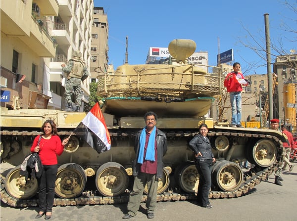 Abla in front of tank 2011 Cairo