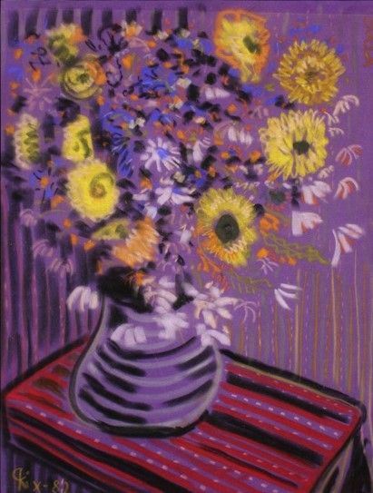 Flowers in Vase Lilac framed 41x34 