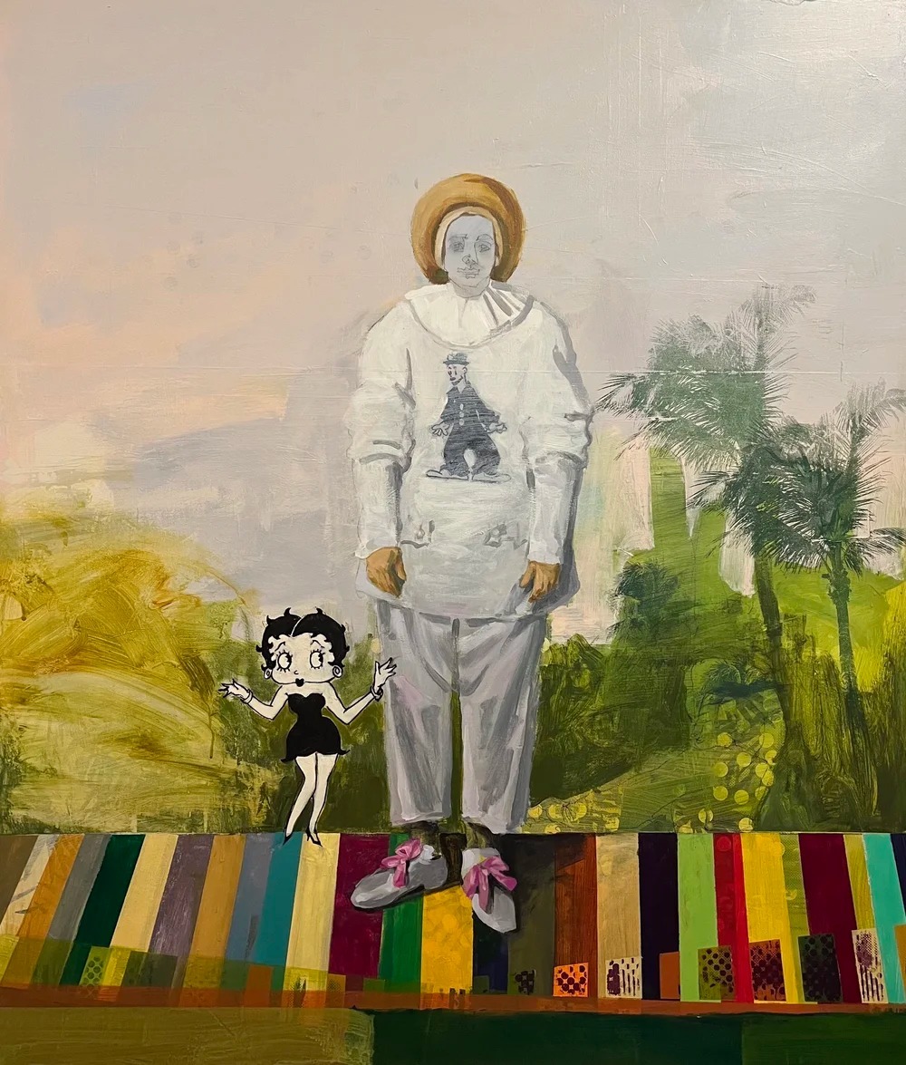 Clowns To The Left Of Me Jokers To The Right, (After Watteau)